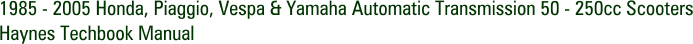 1985 - 2005 Honda, Piaggio, Vespa & Yamaha Automatic Transmission 50 - 250cc Scooters Haynes Techbook Manual