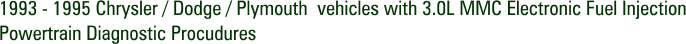 1993 - 1995 Chrysler / Dodge / Plymouth vehicles with 3.0L MMC Electronic Fuel Injection Powertrain Diagnostic Procudures
