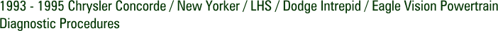 1993 - 1995 Chrysler Concorde / New Yorker / LHS / Dodge Intrepid / Eagle Vision Powertrain Diagnostic Procedures