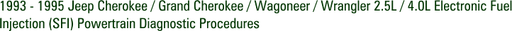 1993 - 1995 Jeep Cherokee / Grand Cherokee / Wagoneer / Wrangler 2.5L / 4.0L Electronic Fuel Injection (SFI) Powertrain Diagnostic Procedures