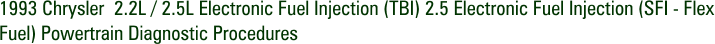1993 Chrysler 2.2L / 2.5L Electronic Fuel Injection (TBI) 2.5 Electronic Fuel Injection (SFI - Flex Fuel) Powertrain Diagnostic Procedures