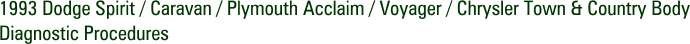 1993 Dodge Spirit / Caravan / Plymouth Acclaim / Voyager / Chrysler Town & Country Body Diagnostic Procedures