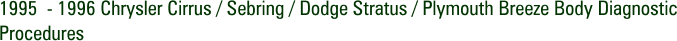 1995 - 1996 Chrysler Cirrus / Sebring / Dodge Stratus / Plymouth Breeze Body Diagnostic Procedures