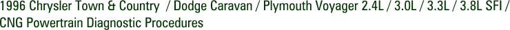 1996 Chrysler Town & Country / Dodge Caravan / Plymouth Voyager 2.4L / 3.0L / 3.3L / 3.8L SFI / CNG Powertrain Diagnostic Procedures