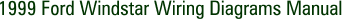 1999 Ford Windstar Wiring Diagrams Manual