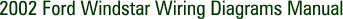 2002 Ford Windstar Wiring Diagrams Manual